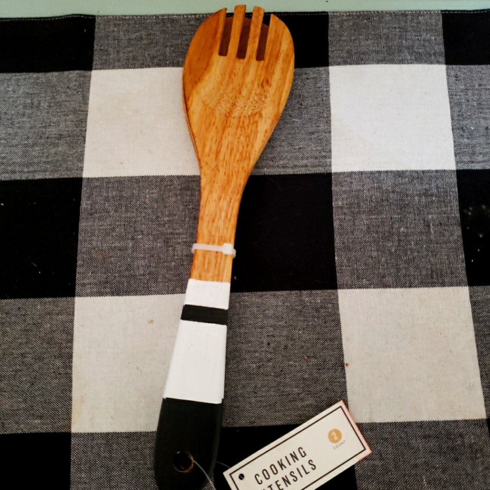 Target bullseye wood spoon and fork